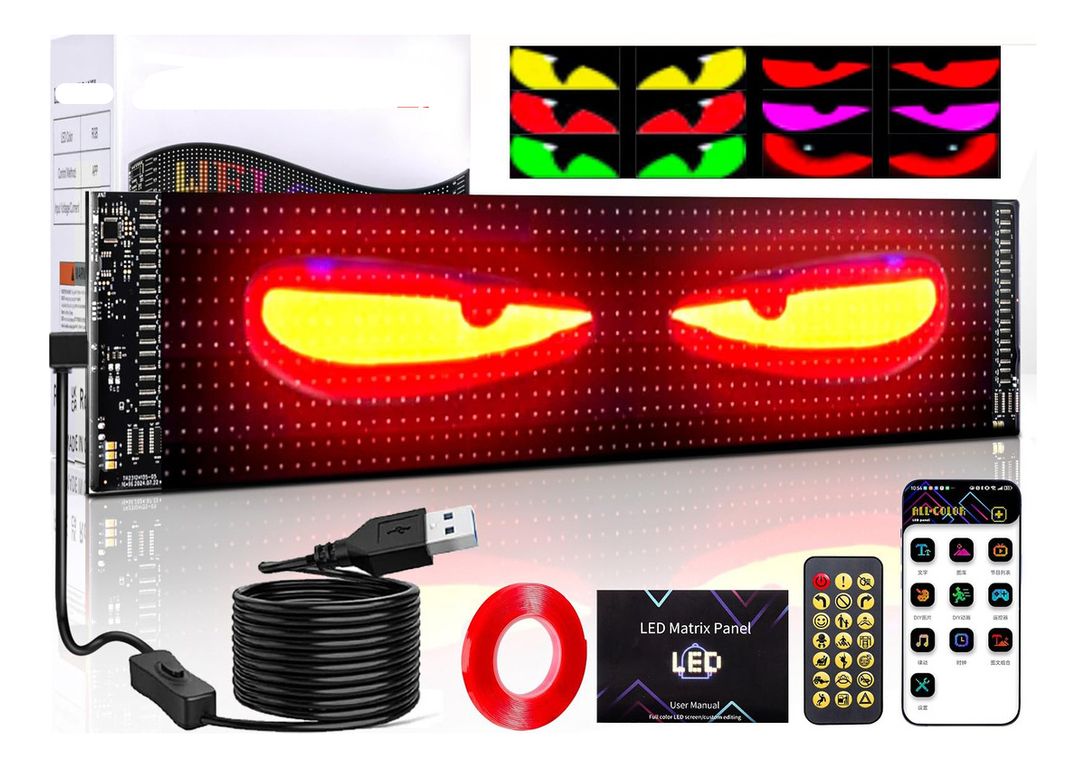 Pantalla Led Rgb Ojo Del Diablo Para Cochescamiones 12x60cm