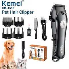 KEMEI - Cortadora Pelo Mascotas Negro Km-1596 Recargable 6800rpm N