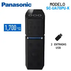 PANASONIC - EQUIPO SONIDO BLUETOOTH SC-UA70PU-K 1700 W ONE BOX NEGRO