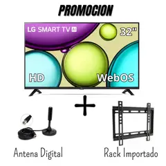 LG - Televisor 32 Pulgadas Smart TV WebOS HDR10 32LR600BPSC + Antena Digital + Rack Importado (Combo)