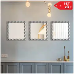 INSPIRA MARKET - Set de 3 Espejos Decorativos Espejo con Marco de Esferas