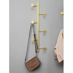 GENERICO - Perchero de Pared en Negro y Dorado de 6 Ganchos
