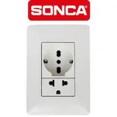 SONCA - Tomacorriente Schuko + Tomacorriente Universal Blanco CLT 16A - 250V