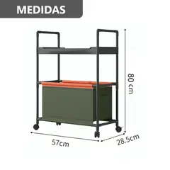 GENERICO - Carro Organizador con ruedas de 2 niveles con cesta - Verde