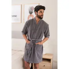 SOÑALIERE - Salida de Baño Hombre Microfibra - Plomo L