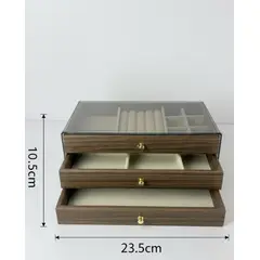 GENERICO - Joyero Organizador Accesorios 3 Niveles Madera Acrílico