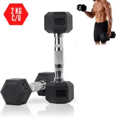 XTREME SPORT - Mancuernas Hexagonales 2 kg Pesas de Goma x2