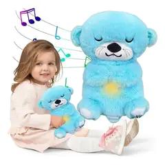 GENERICO - Nutria Peluche Juguetes Bebes Con Respiración De Luz Musical color celeste