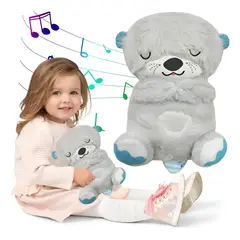 GENERICO - Nutria Peluche Juguetes Bebes Con Respiración De Luz Musical color gris claro