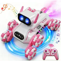 GENERICO - Perro robot acrobático musical luces y bota humo rosado