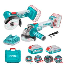 TOTAL - Kit Total, 2 Amoladoras 115mm Y 76mm 2 Baterías Cargador