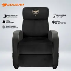 COUGAR - SOFA GAMER RANGER ELITE GOLD TERCIOPELO  RECLINA 160° REPOSACABEZAS Y LUMBAR