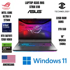 ASUS - LAPTOP ASUS ROG STRIX G18 ULTRA 9 275HX / 32GB RAM DDR5 / 2TB SSD / RTX 5070Ti 12GB VIDEO
