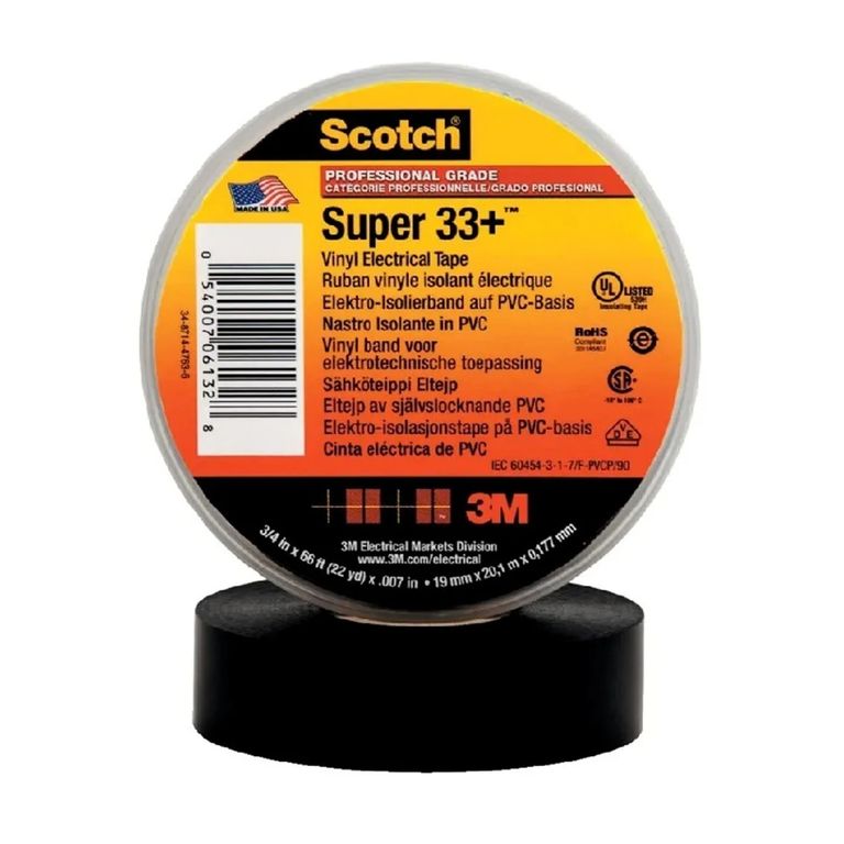 Cinta aislante vinílica 3M Scotch 33+ 34¨ x 20mts negro