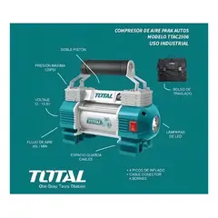 TOTAL TOOLS - Compresor de aire mini a batería portátil Total Industrial TTAC2506 40L 0294hp
