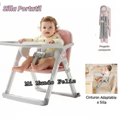 BABY CAM - Silla de Comer para Bebe Portatil Plegado Compacto Rosa