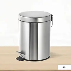 EKO - Papelera Redonda con pedal de Acero Inoxidable Eko 8 Litros
