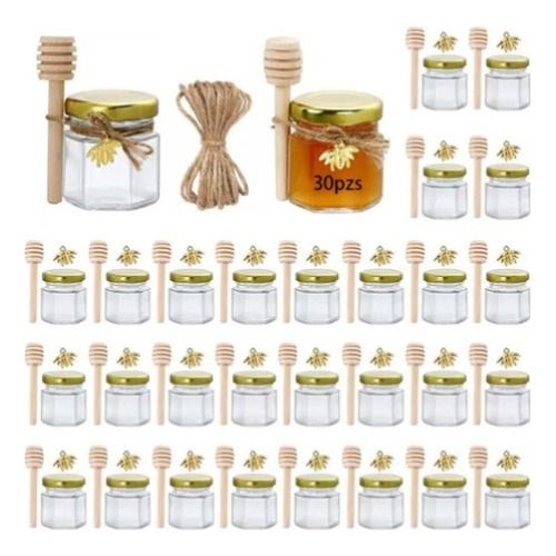 Lote Mini Tarros De Miel De Cristal De 45 Ml Con Tapón Nylon