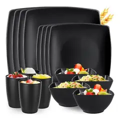 ANYHOGAR - Cuadrada Vajilla Juego Cocina Paja Trigo Plato Tazas Kit