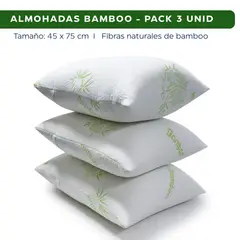 GENERICO - PACK Almohada de Bamboo, 3 unid