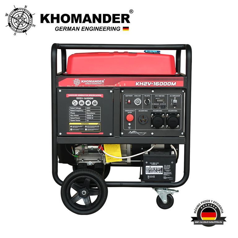 GENERADOR GASOLINERO 13000W MONOFASICO 220V - KHOMANDER