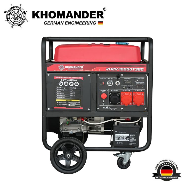 GENERADOR GASOLINERO 13000W TRIFASICO 380V - KHOMANDER