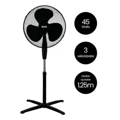 BELESSI - Ventilador Pedestal 16", 45W, 3 velocidades Negro