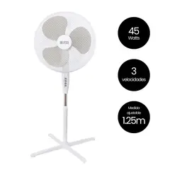 BELESSI - Ventilador Pedestal 16", 45W, 3 velocidades Blanco