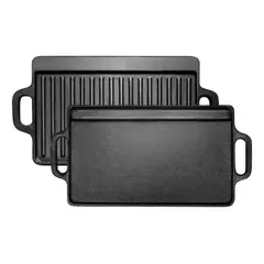 ANYHOGAR - Plancha Churrasquera Reversible Fierro Fundido 45x23 Cm