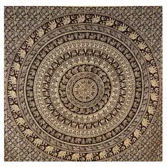 MAGE DISTRIBUTION - Mandala Manta Sabana Multiusos para Playa TSol y Mar de Algodón - Fondo Beige