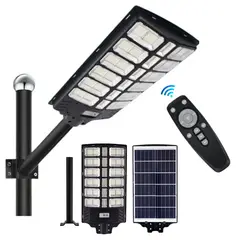 CAFINI - Reflector Farola Luz LED con Panel Solar 400W Luminaria  800 LED Sensor de Movimiento IP67