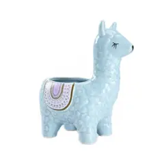 GENERICO - Macetero de Cerámica de Llama Celeste - Modelo Frontal