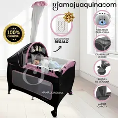 BABY - Cuna Corral de Lujo «ORIA» con Mecedora Movil Pink