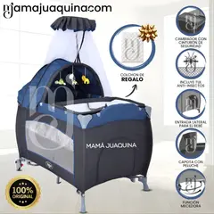 BABY - Cuna Corral «VIENA STOKKER PRO» 2 en 1 con Colchón Blue