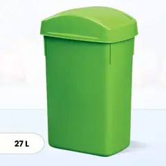 REY - Papelera Rectangular Verde 27 Litros