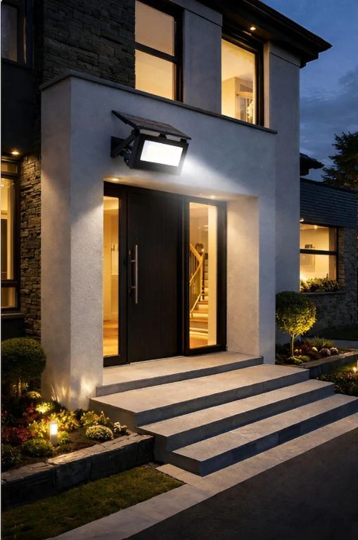 FOCO LAMPARA REFLECTOR LUZ LED LUMINARIA SOLAR PARED Y CONTROL 200W PLEGABLE JARDÍN TERRAZA IP67