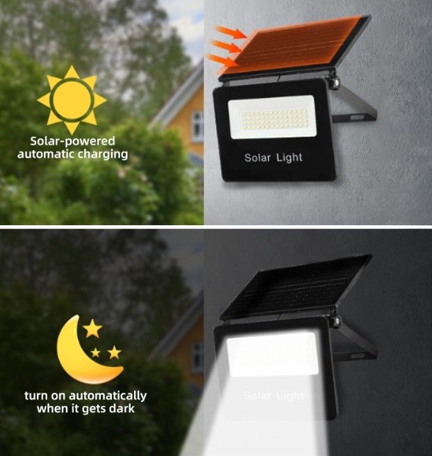 FOCO LÁMPARA REFLECTOR LUZ LED LUMINARIA SOLAR PARED Y CONTROL 200W PLEGABLE JARDÍN TERRAZA