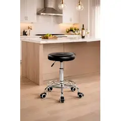 GENERICO - SILLA GIRATORIO MULTIPROPÓSITO Y BASE DE ACERO INOXIDABLE NEGRO