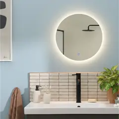 GENERICO - Espejo Redondo Moderno con Iluminación LED Táctil 3 Tonos para Baño o Tocador - 60 cm