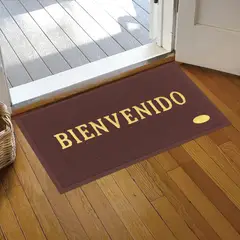 SM - ALFOMBRA BIENVENIDO ANTIDESLIZANTE CON BORDES 38X58 CM MARRON