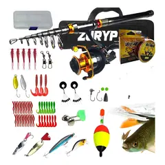 AFVENTURA - Kit Pesca Caña Carrete Señuelo Accesorio Bolsa Completo