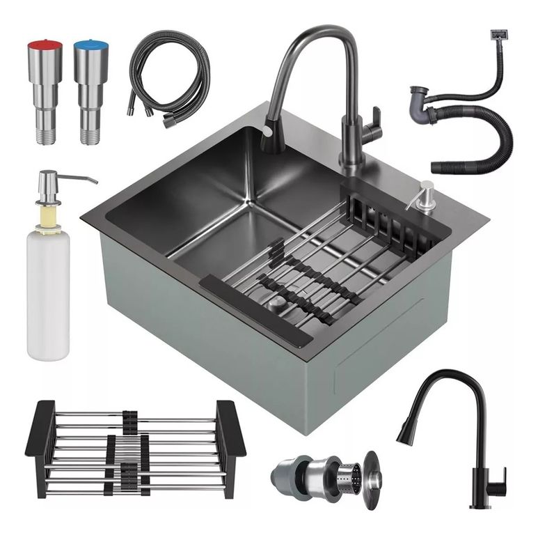 Lavadero De Cocina Empotrable 55x45cm Con Accesorios