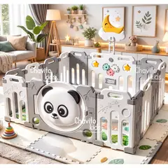 GENERICO - CORRAL CERCO PLEGABLE PARA BEBE OSITO PANDA