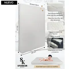 Stokker Baby - Colchón de Bebe Exclusivo para Cunas Nuvia Blanco