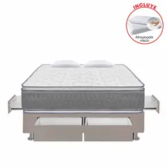 FORLI - Cama 4 Cajones Igneo Pillow Beige Queen