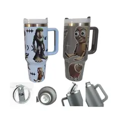 GENERICO - Vaso Térmico 40oz Diseño Brainrot Meme Tralalero 1200ml con Asa y Sorbete