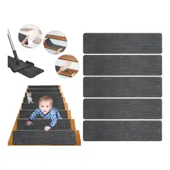 EVERSO - 5 Alfombra De Seguridad Antideslizante Para Escalera 76×20cm Gris