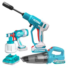 TOTAL - Mega Combo Hidrolavadora + Aspiradora + Pistola para Pintar inalambrico 20V TOSLI230522