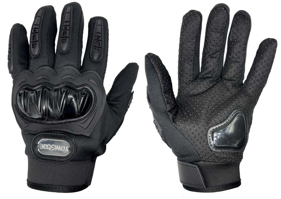 Guantes De Moto Negros con Protección Dedos y Nudillos Talla L