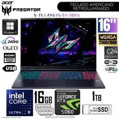 ACER - Laptop Acer Predator Helios NEO 16S AI Intel Core Ultra 9- 275HX 16GB RAM 1TB SSD 16"  OLED RTX5060-8GB WIN11